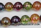 CKQ85 15.5 inches 14mm round AB-color dyed crackle quartz beads