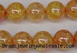 CKQ95 15.5 inches 14mm round AB-color dyed crackle quartz beads