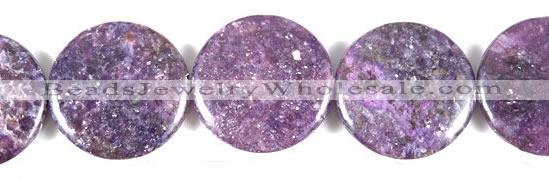 CKU06 15 inches 30mm coin purple kunzite beads wholesale