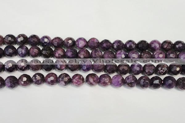 CKU24 15.5 inches 12mm faceted round purple kunzite beads wholesale