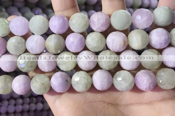 CKU327 15.5 inches 12mm - 12.5mm faceted round natural kunzite beads