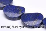 CLA32 26*26mm twisted coin deep blue dyed lapis lazuli beads