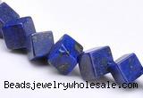 CLA39 6*6*6mm oblique-drilled cubic dyed lapis lazuli beads