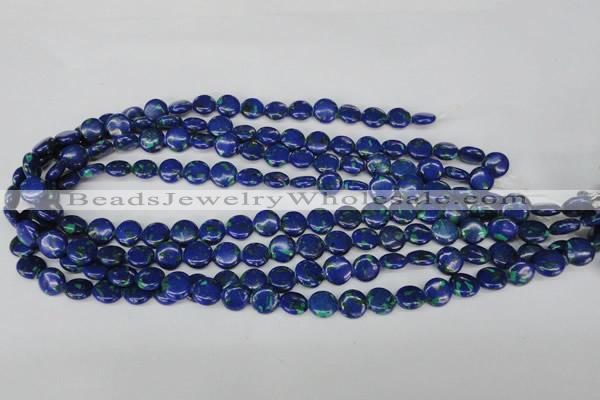 CLA410 15.5 inches 10mm flat round synthetic lapis lazuli beads