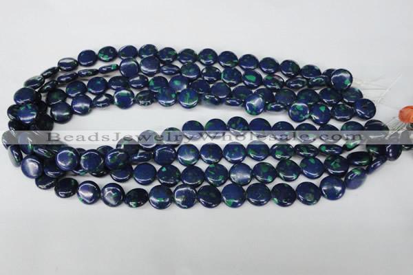 CLA411 15.5 inches 12mm flat round synthetic lapis lazuli beads