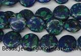 CLA412 15.5 inches 14mm flat round synthetic lapis lazuli beads