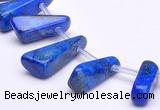 CLA44 Freeform pyramid deep blue dyed lapis lazuli stone beads