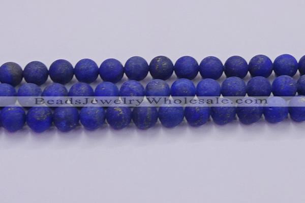 CLA75 15.5 inches 14mm round matte lapis lazuli beads wholesale