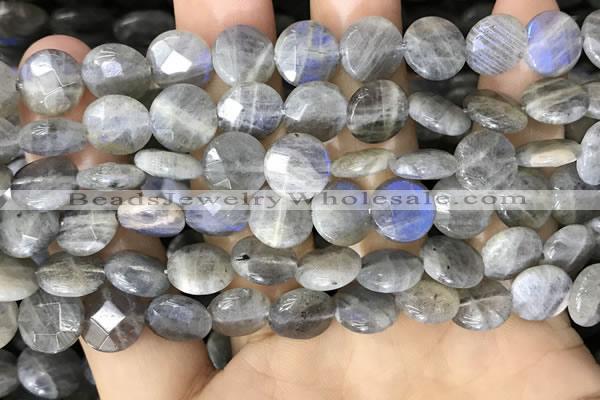 CLB1038 15.5 inches 10mm faceted coin labradorite beads wholesale