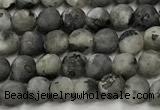 CLB1195 15 inches 4mm round matte black labradorite beads