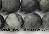CLB1199 15 inches 12mm round matte black labradorite beads