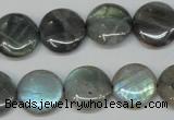 CLB170 15.5 inches 16mm flat round labradorite gemstone beads