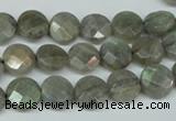 CLB190 15.5 inches 10mm faceted coin labradorite gemstone beads