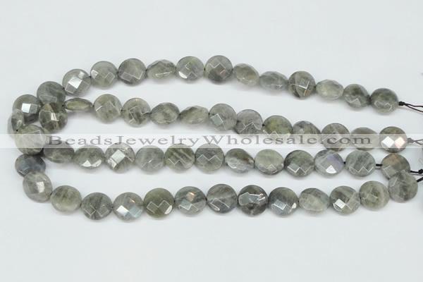 CLB192 15.5 inches 16mm faceted coin labradorite gemstone beads