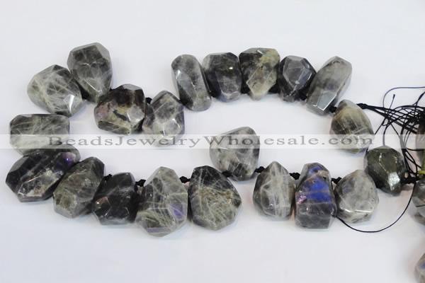 CLB224 Top drilled 25*30mm - 28*40mm faceted nuggets labradorite beads