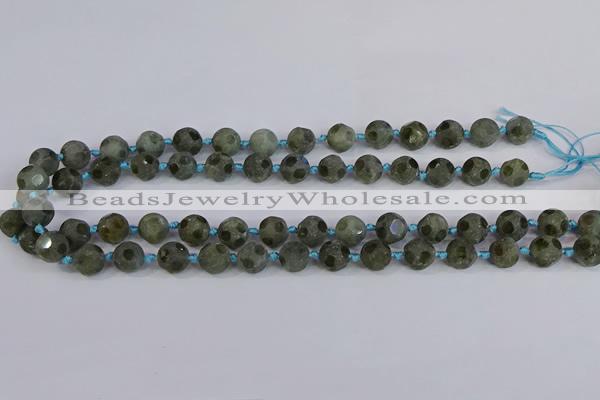 CLB230 15.5 inches 10mm faceted round matte labradorite beads