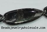 CLB317 15.5 inches 18*42mm flat teardrop black labradorite beads