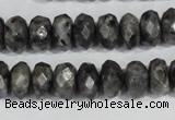 CLB322 15.5 inches 6*12mm faceted rondelle black labradorite beads