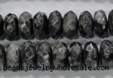 CLB323 15.5 inches 7*14mm faceted rondelle black labradorite beads