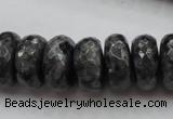 CLB332 15.5 inches 10*18mm faceted rondelle black labradorite beads