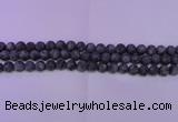 CLB371 15.5 inches 6mm round matte black labradorite beads