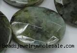 CLB40 15.5 inches 40mm faceted flat round labradorite gemstone beads