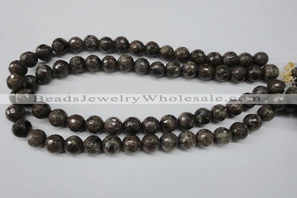 CLB404 15.5 inches 12mm faceted round grey labradorite beads