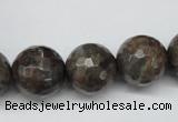 CLB406 15.5 inches 16mm faceted round grey labradorite beads