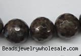 CLB407 15.5 inches 18mm faceted round grey labradorite beads