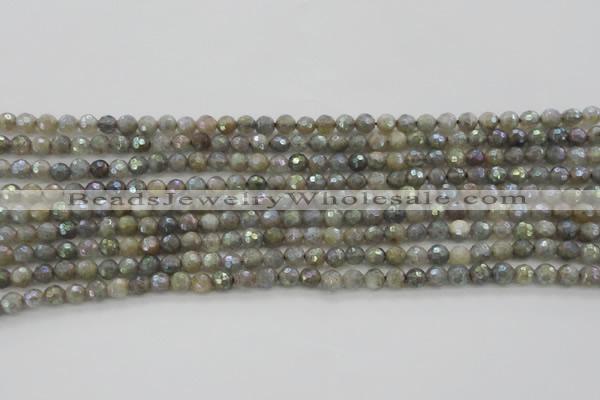 CLB610 15.5 inches 4mm faceted round AB-color labradorite beads