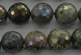 CLB615 15.5 inches 14mm faceted round AB-color labradorite beads