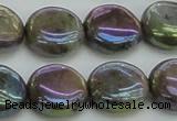 CLB636 15.5 inches 12mm flat round AB-color labradorite beads