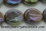 CLB638 15.5 inches 16mm flat round AB-color labradorite beads