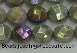 CLB677 15.5 inches 10mm faceted coin AB-color labradorite beads