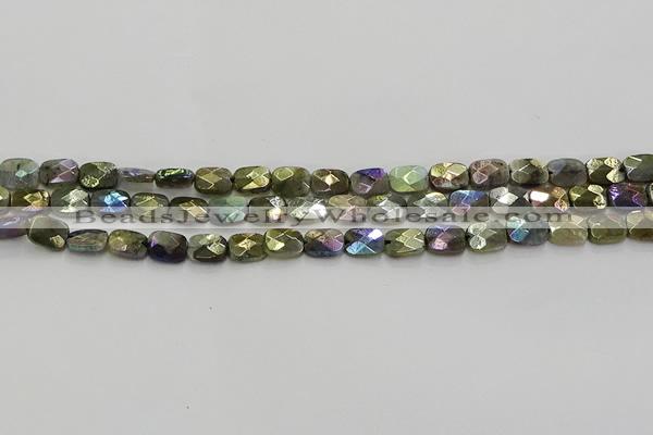 CLB695 15.5 inches 8*10mm faceted rectangle AB-color labradorite beads