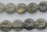 CLB73 15.5 inches 14mm flat round labradorite beads wholesale