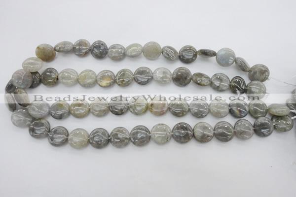 CLB73 15.5 inches 14mm flat round labradorite beads wholesale