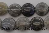 CLB736 15.5 inches 16mm flat round labradorite gemstone beads