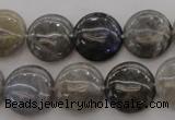 CLB74 15.5 inches 15mm flat round labradorite beads wholesale