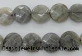 CLB743 15.5 inches 14mm faceted coin labradorite gemstone beads