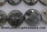 CLB745 15.5 inches 18mm faceted coin labradorite gemstone beads