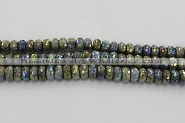 CLB760 15.5 inches 8*14mm faceted rondelle AB-color labradorite beads