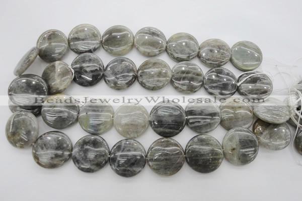 CLB78 15.5 inches 25mm flat round labradorite beads wholesale