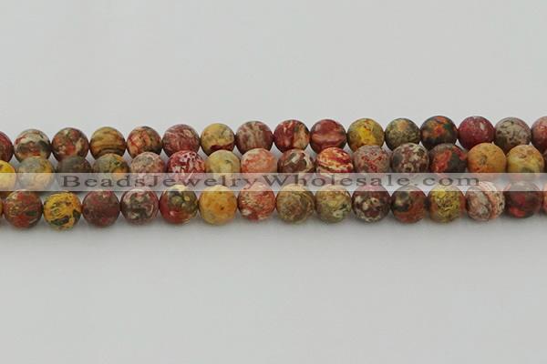 CLD214 15.5 inches 12mm round matte leopard skin jasper beads