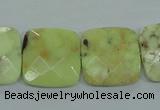 CLE61 15.5 inches 20*20mm faceted square lemon turquoise beads