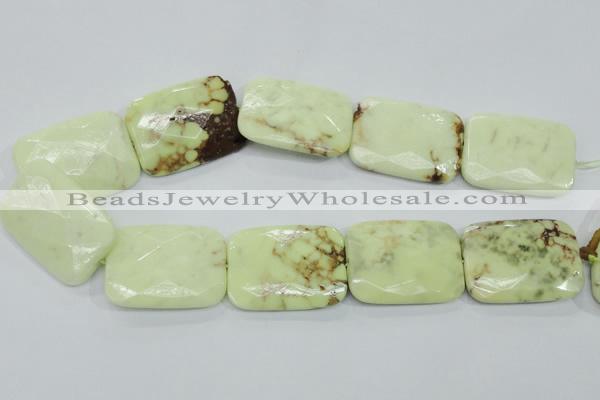 CLE66 15.5 inches 30*40mm faceted rectangle lemon turquoise beads