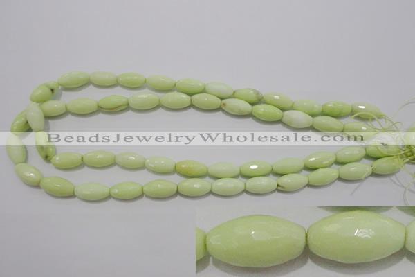 CLE74 15.5 inches 8*16mm faceted rice lemon turquoise beads