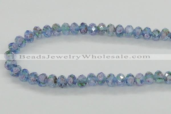 CLG07 12 inches 6*8mm faceted rondelle handmade lampwork beads