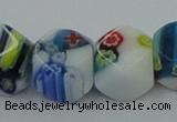 CLG534 16 inches 10*10mm faceted cube lampwork glass beads