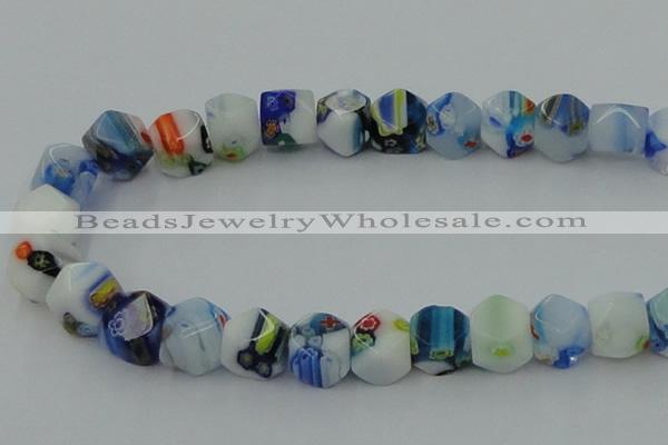 CLG534 16 inches 10*10mm faceted cube lampwork glass beads